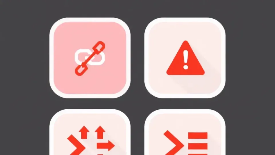 Grid of warning icons representing common SEO tool usage mistakes