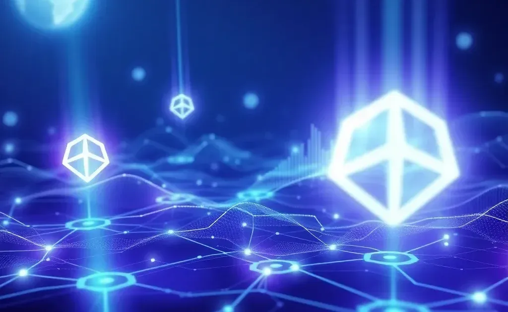 Abstract digital visualization of interconnected SEO optimization tools and data flows