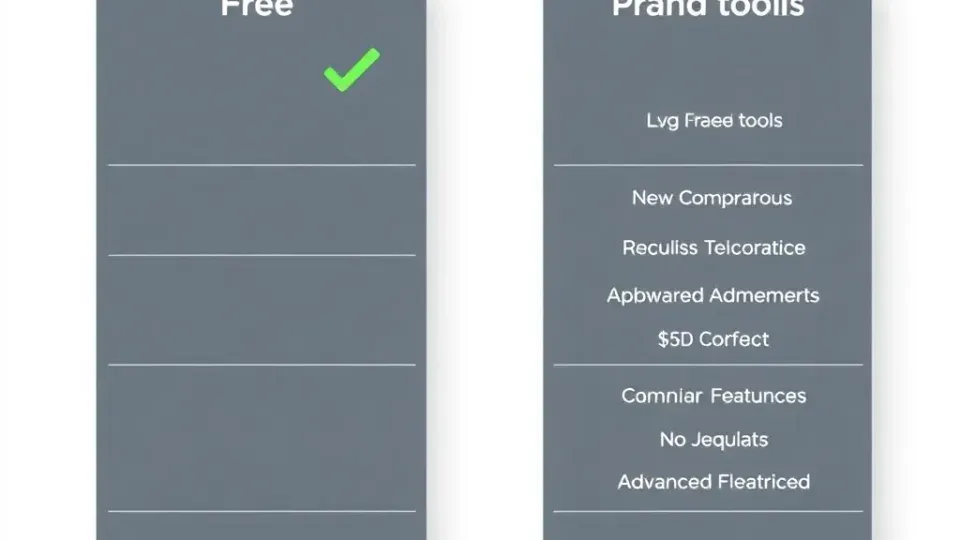 Side-by-side comparison visualization of free versus paid SEO tools