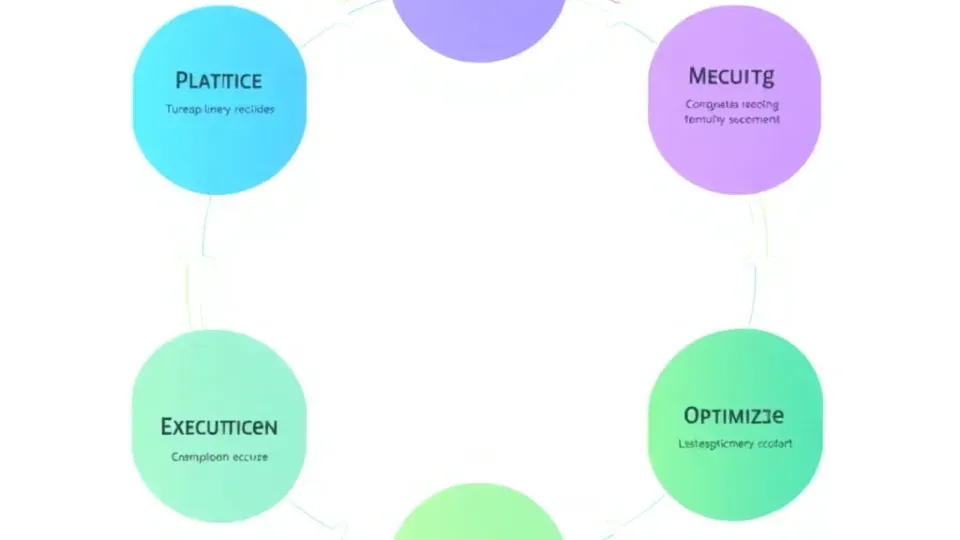 Circular workflow diagram showing SEO implementation process stages