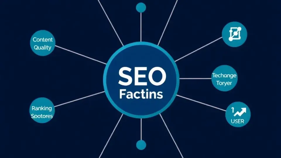 Interconnected diagram showing various SEO ranking factors and their relationships