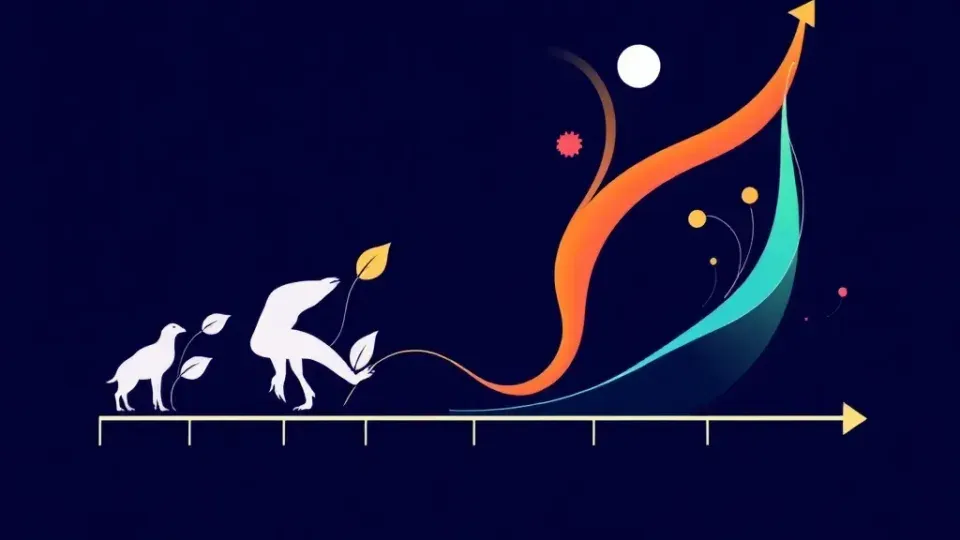 Abstract visualization of SEO evolution and continuous improvement over time