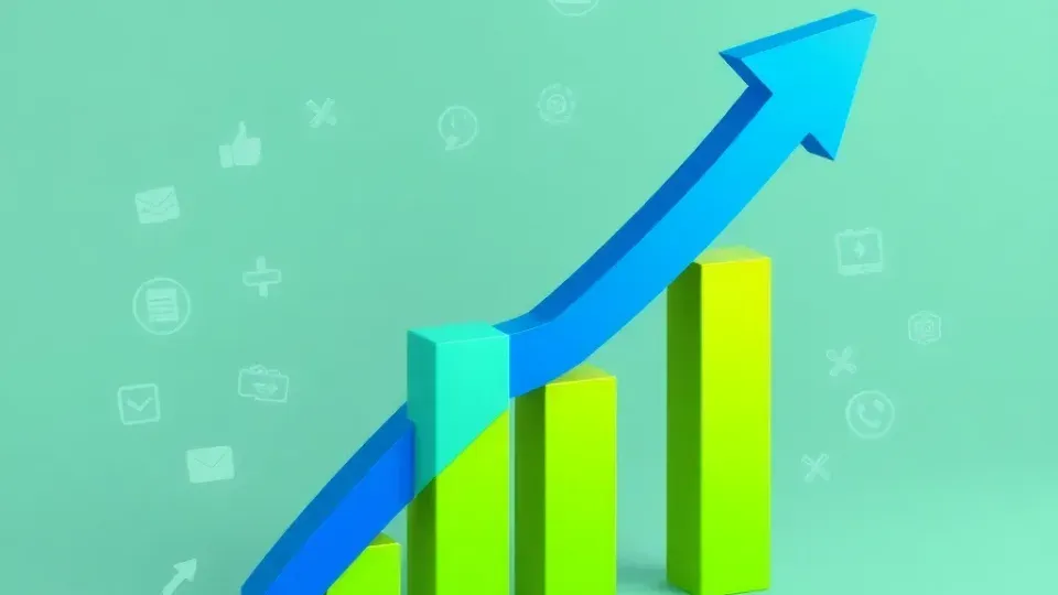 Growth chart showing increasing SEO performance and organic traffic trends