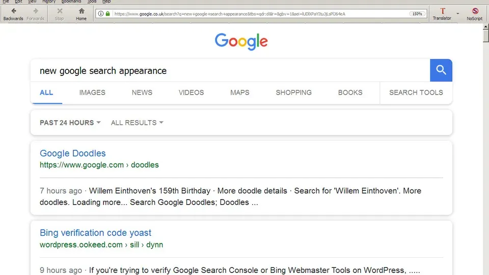 Laptop screen showing Google search results with organic listings