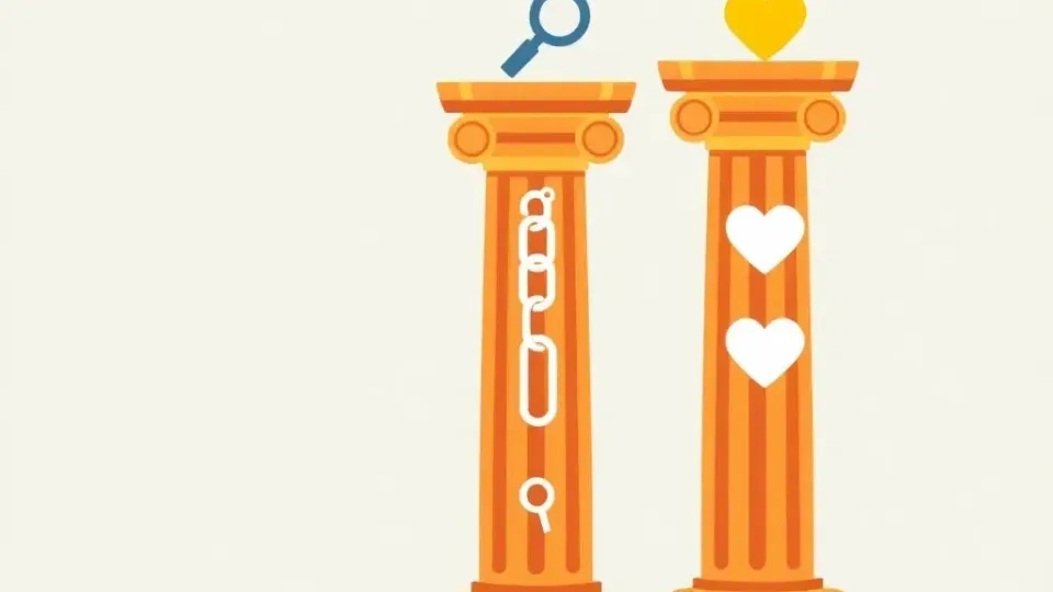 Three pillars representing the core elements of SEO strategy