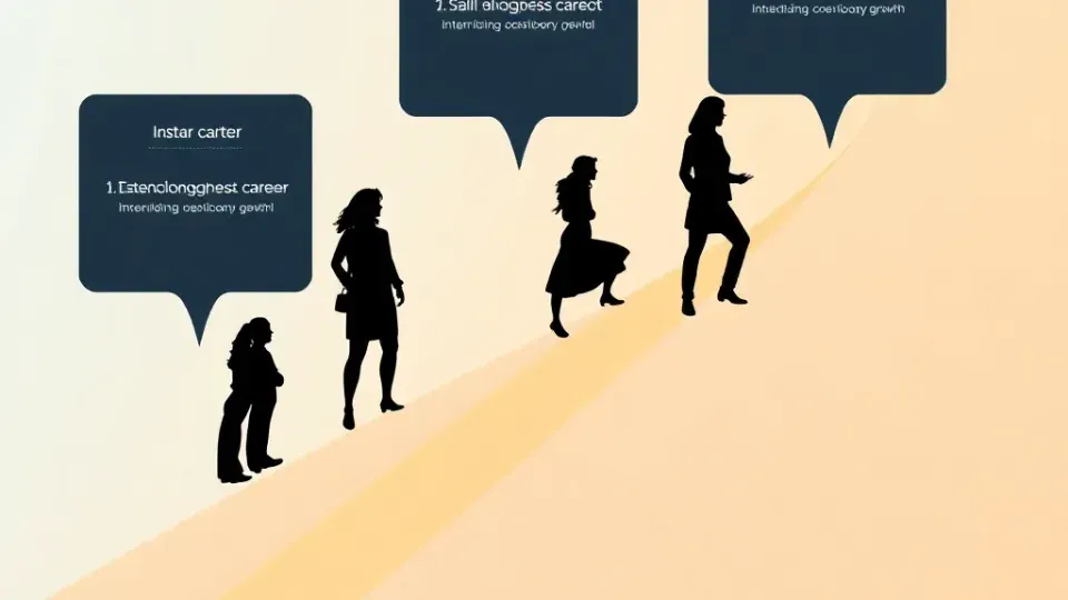 Career progression path showing growth and different professional roles