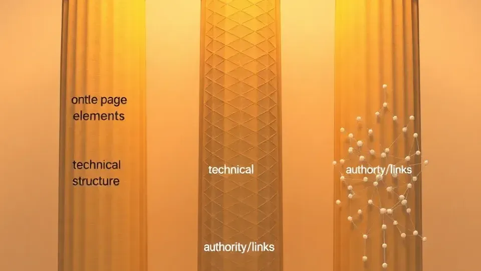 Three pillars representing the core components of SEO optimization