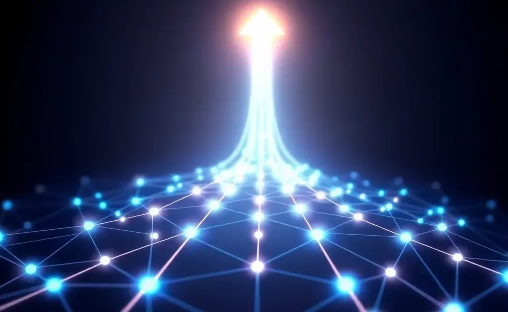 Abstract digital network visualization representing SEO and search rankings