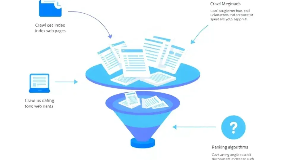 Conceptual diagram of search engine crawling and indexing process