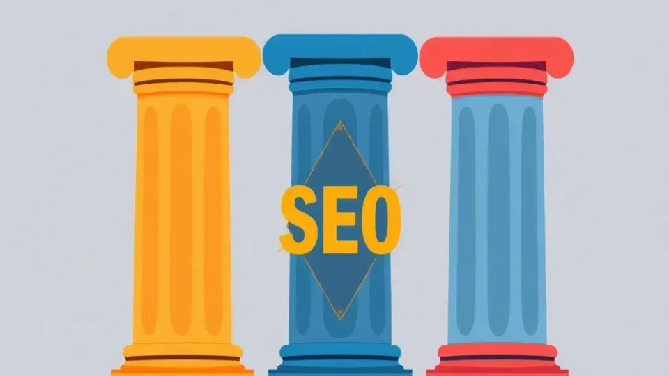 Three foundational pillars representing core SEO concepts