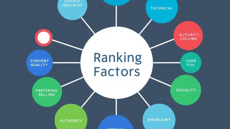 Network diagram showing interconnected SEO ranking factors