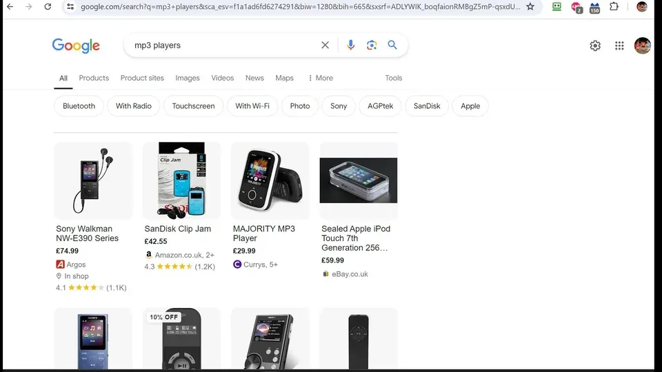 Laptop screen displaying Google search results with organic listings