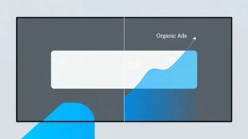 Side-by-side comparison showing declining paid channel versus ascending organic growth trajectory