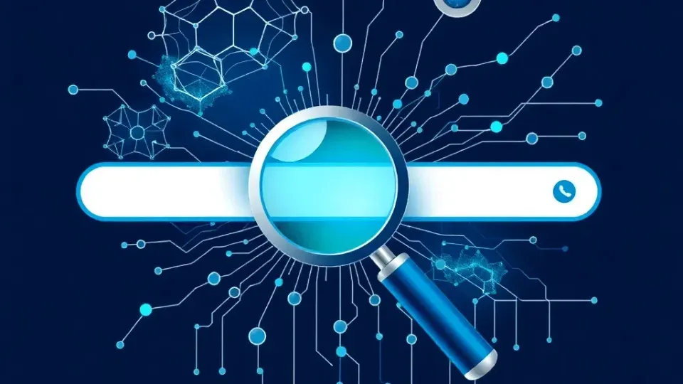Abstract visualization of SEO evolution in the AI era showing traditional and modern elements merging